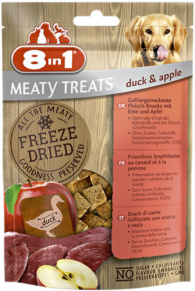 8in1 Przysmak 8in1 Meaty Treats Freeze Dried Kaczka z jabłkiem Przysmaki liofilizowane dla psa op 50g 8in1 Przysmak 8in1 Meaty Treats Freeze Dried Kaczka z jabłkiem Przysmaki liofilizowane dla psa op 50g