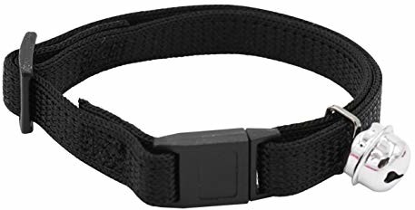 Aime Aime Obroża dla kota, nylon, czarna, klamra bezpieczeństwa, zabezpieczenie przed dzwonkami, z metalu, regulowany rozmiar od 18 do 28 cm 902058 Aime Aime Obroża dla kota, nylon, czarna, klamra bezpieczeństwa, zabezpieczenie przed dzwonkami, z metalu, regulowany rozmiar od 18 do 28 cm 902058
