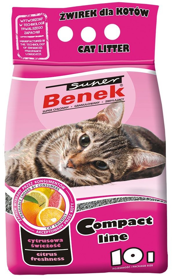 Benek Super Compact Zapachowy Cytrusowa Świeżość (różowy) 10L MS_14926 Benek Super Compact Zapachowy Cytrusowa Świeżość (różowy) 10L MS_14926