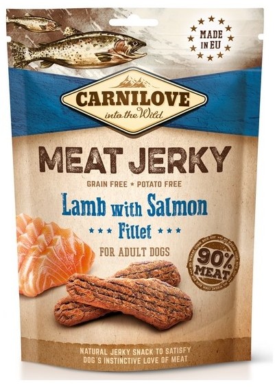 Carnilove Carnilove Dog Jerky Lamb & Salmon Fillet – jagnięcina i filet z łososia 100g Carnilove Carnilove Dog Jerky Lamb & Salmon Fillet - jagnięcina i filet z łososia 100g