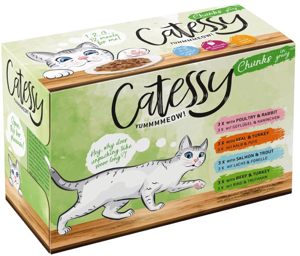 Catessy Megapakiet Saszetki, 96 x 100 g – Kawałeczki w sosie, 4 różne smaki | Wyprzedaż 48h | -5% na pierwsze zamówienie| Dostawa i zwrot GRATIS od 99 zł Catessy Megapakiet Saszetki, 96 x 100 g - Kawałeczki w sosie, 4 różne smaki | Wyprzedaż 48h | -5% na pierwsze zamówienie| Dostawa i zwrot GRATIS od 99 zł