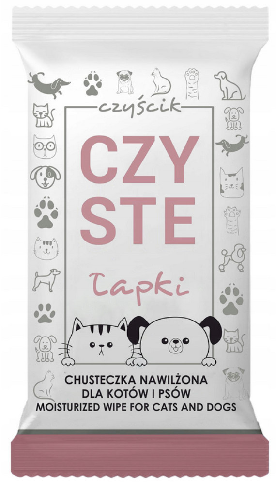 Czyste Łapki Chusteczki Wilgotne do Mycia Łap Psów i Kotów 50szt 5900000206042