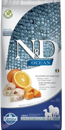Farmina N&D Ocean Adult Codfish&Orange Medium&Maxi 12 kg Farmina N&D Ocean Adult Codfish&Orange Medium&Maxi 12 kg