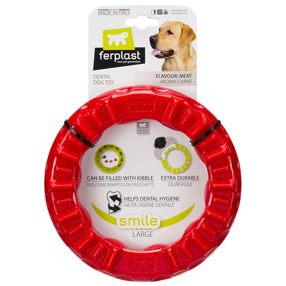 Ferplast Smile pierścień do żucia dla psów, czerwony, rozmiar L, Ø 20 x wys. 3,9 cm| Dostawa i zwrot GRATIS od 99 zł Ferplast Smile pierścień do żucia dla psów, czerwony, rozmiar L, Ø 20 x wys. 3,9 cm| Dostawa i zwrot GRATIS od 99 zł