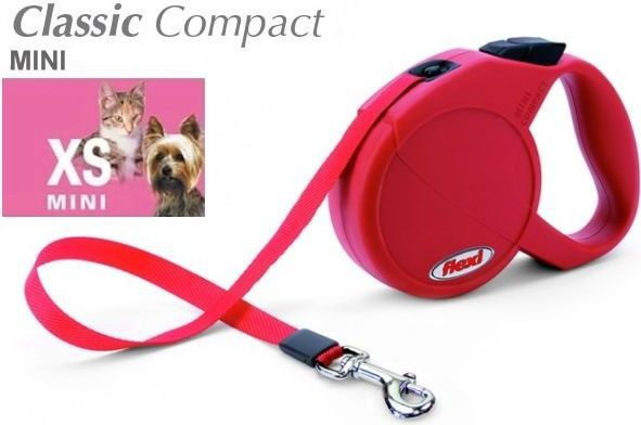 Flexi Classic Compact Mini Smycz taśmowa, rozm. XS 3m do 12kg, czerwona – Flexi Classic Compact Mini Smycz taśmowa, rozm. XS 3m do 12kg, czerwona -