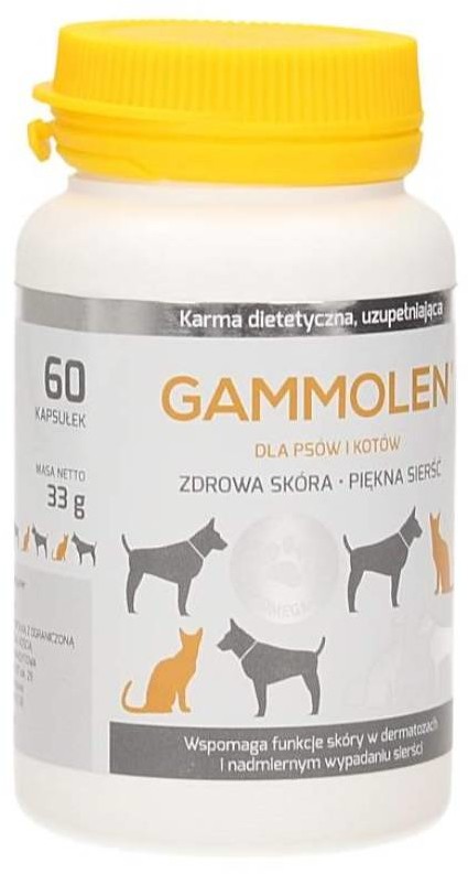 Gammolen Tymofarm 60 kaps. przeciw wypadaniu sierści dla psów i kotów