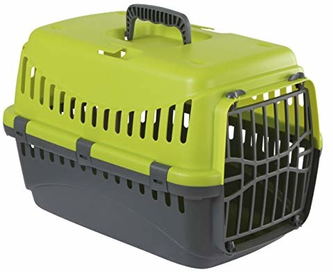 Kerbl Menz PetFeed 'Travel' - skrzynka transportowa dla kotów i małych psów, z tworzywa sztucznego, 32 x 48 x 32 cm, z urządzeniem do mocowania w samochodzie - Made in Europe