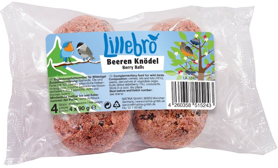 Lillebro jagodowe kule bez siatki dla dzikich ptaków – 20 x 90 g Lillebro jagodowe kule bez siatki dla dzikich ptaków - 20 x 90 g