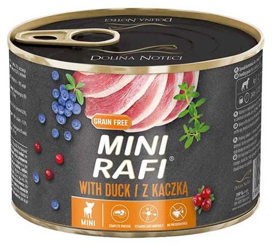 Rafi Mini z kaczką karma mokra dla psów ras małych i miniaturowych 185g Rafi Mini z kaczką karma mokra dla psów ras małych i miniaturowych 185g
