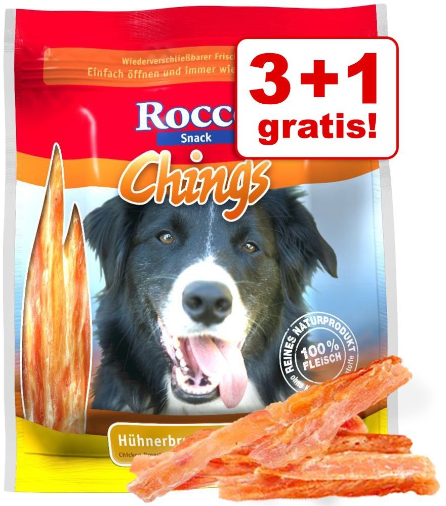 Rocco 3 + 1 gratis! Rocco Chings mięsne paski do żucia 4 x 250 170 g Filet z kurczaka suchy 4 x 250 g Rocco 3 + 1 gratis! Rocco Chings mięsne paski do żucia 4 x 250 170 g Filet z kurczaka suchy 4 x 250 g