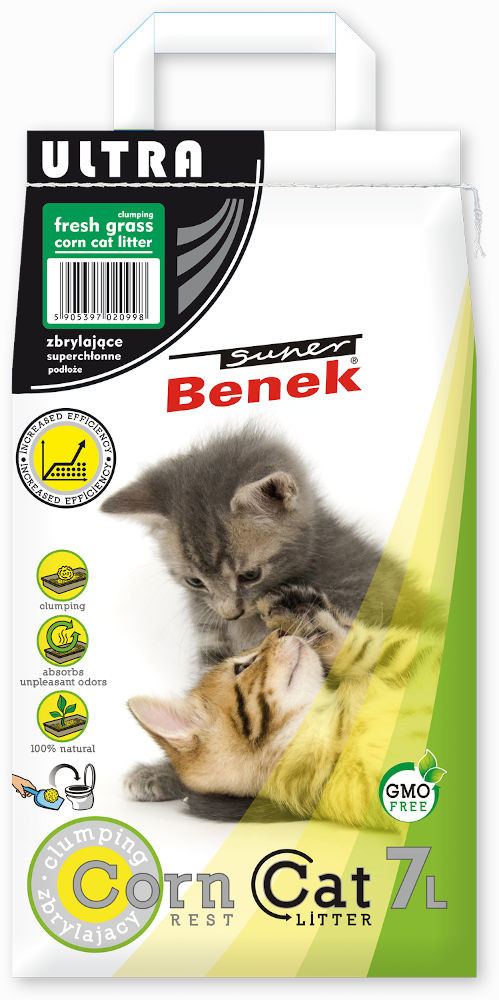 Super Benek Super Benek Żwirek kukurydziany Corn Cat ULTRA Świeża Trawa dla kota poj 7l Super Benek Super Benek Żwirek kukurydziany Corn Cat ULTRA Świeża Trawa dla kota poj 7l