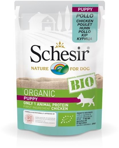Versele-Laga Versele-Laga Schesir Puppy Bio 85 g karma mokra dla szczeniąt kurczak 85g Versele-Laga Versele-Laga Schesir Puppy Bio 85 g karma mokra dla szczeniąt kurczak 85g