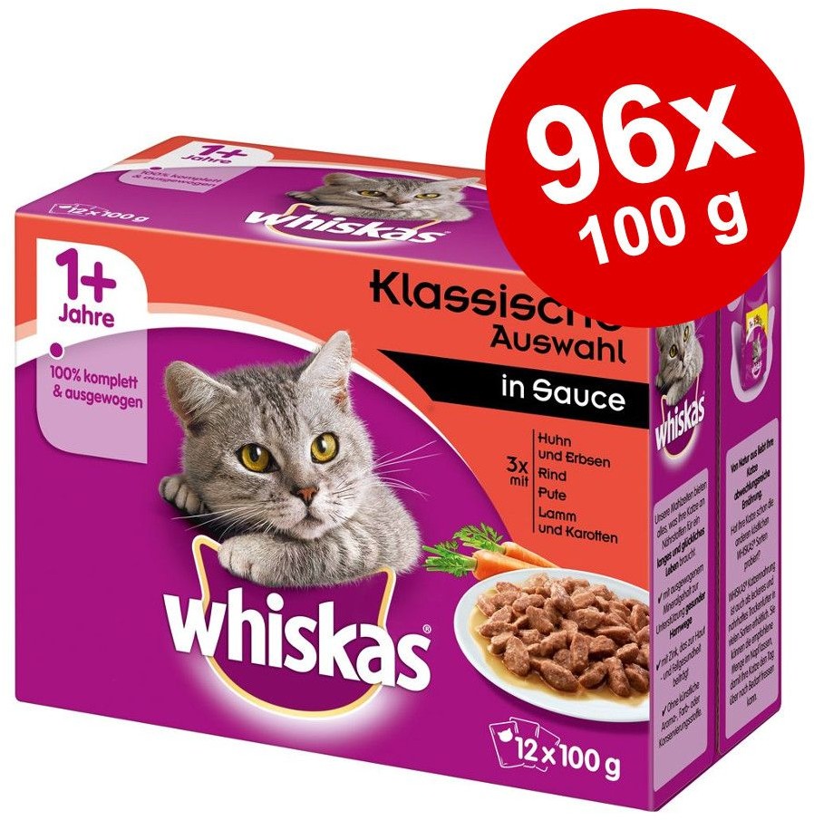 Whiskas 76 + 20 gratis! 96 x 85/100 g - 1+ saszetki, Wybór dań drobiowych w galarecie, 96 x 100 g