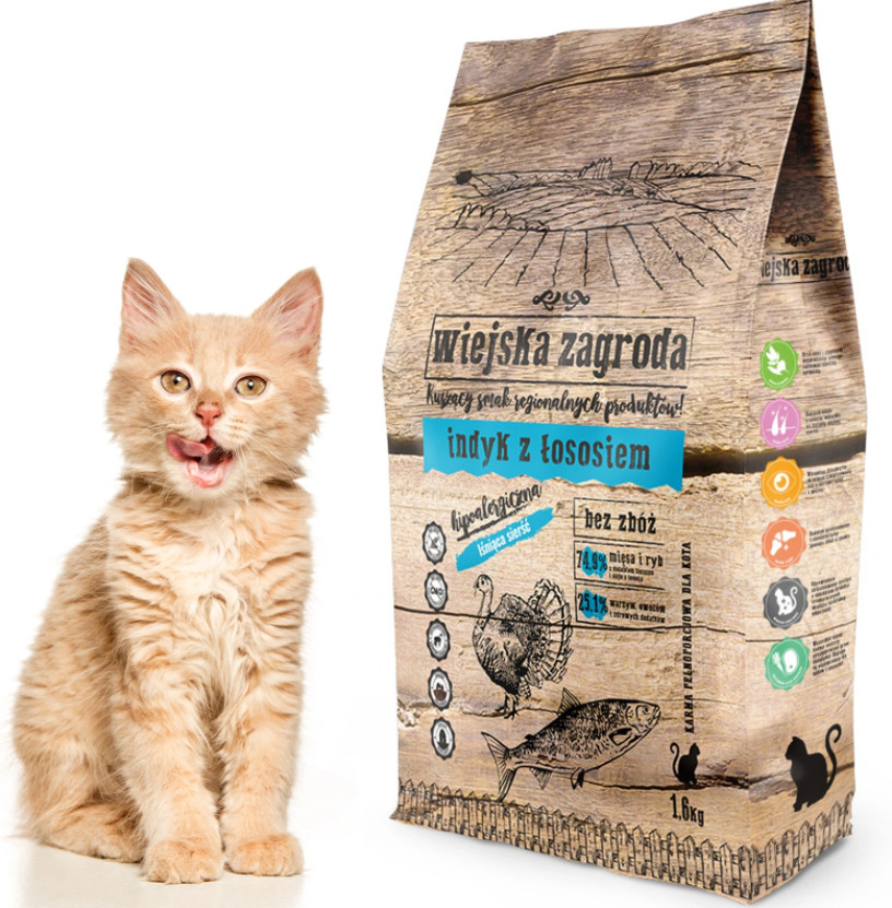 Wiejska Zagroda Cat z indykiem i łososiem 1.6 kg Wiejska Zagroda Cat z indykiem i łososiem 1.6 kg
