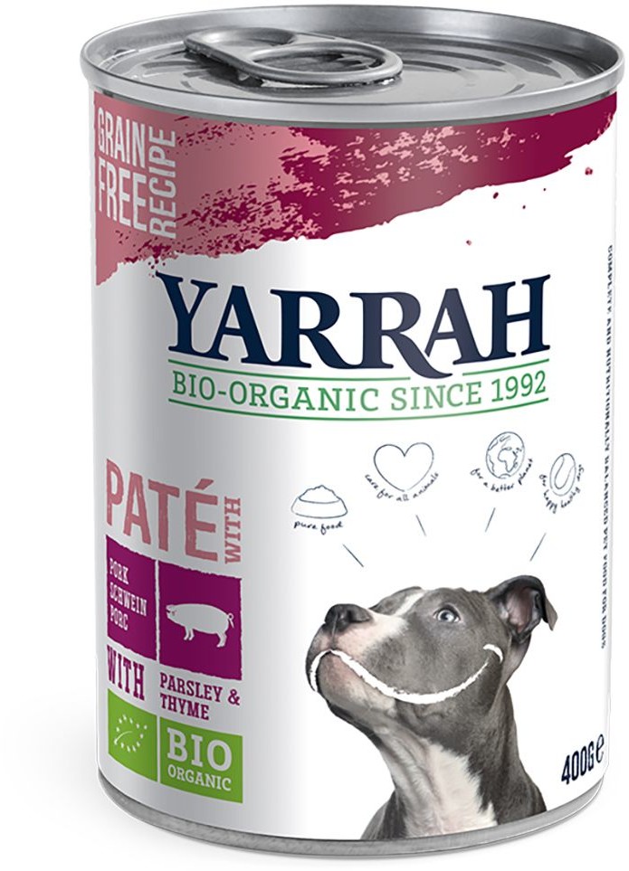 Yarrah Bio, karma mokra, 12 x 380 g Bio Paté z wieprzowiną, 12 x 400 g Yarrah Bio, karma mokra, 12 x 380 g Bio Paté z wieprzowiną, 12 x 400 g